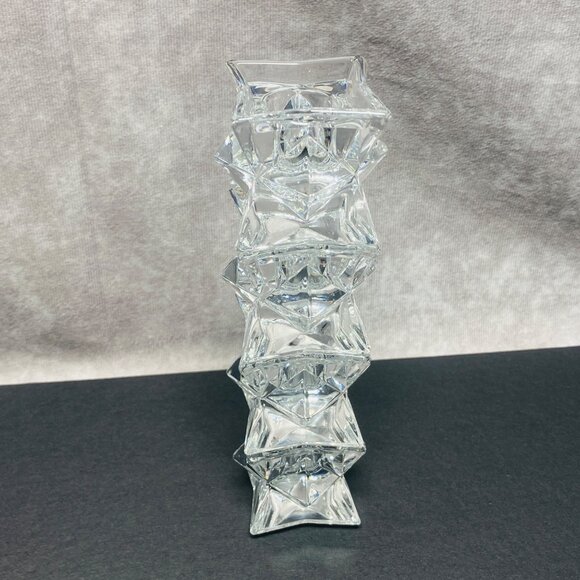 Set Of 4 Star-Shaped Clear Crystal Glass Taper Candle Holders - Picture 4 of 8